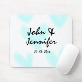 white simple minimal text style wedding blue heart mousepad (Mit Mouse)