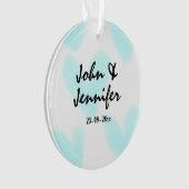 white simple minimal text style wedding blue heart ornament (Vorderseite)