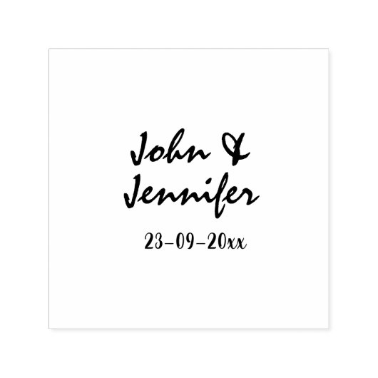 white simple minimal text style wedding blue heart permastempel (Design)