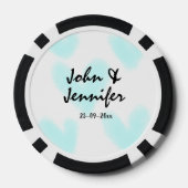 white simple minimal text style wedding blue heart pokerchips (Rückseite)