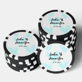 white simple minimal text style wedding blue heart pokerchips (Stapel)