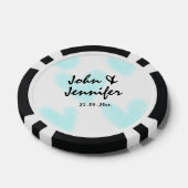 white simple minimal text style wedding blue heart pokerchips (Einzeln)