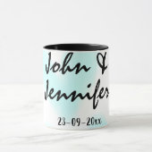 white simple minimal text style wedding blue heart tasse (Zentrum)