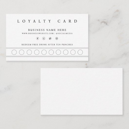 White Simple Minimalistisch Punch Style Rewards Pr Treuekarte (Vorne/Hinten)