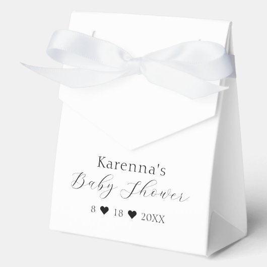 White Simple Minimalistisch Script Baby Dusche Geschenkschachtel (Vorderseite)