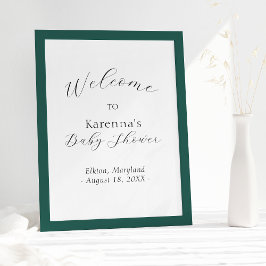 White Simple Minimalistisch Script Baby Dusche Wil Poster