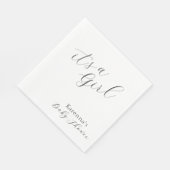 White Simple Minimalistisch Script Girl Baby Dusch Serviette (Ecke)