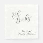 White Simple Minimalistisch Script Oh Baby Dusche Serviette (Vorderseite)