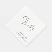 White Simple Minimalistisch Script Oh Baby Dusche Serviette (Ecke)