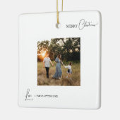 White Simple Modern Foto Frohe Weihnachten Keramikornament (Links)