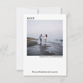 White Simple Modern Minimalistisch Foto Wedding RSVP Karte