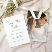 White Simple Modern Script Foto Save The Date