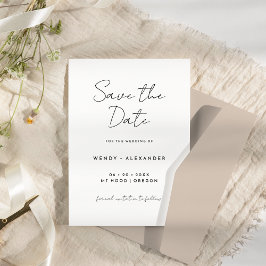 White Simple Modern Script Save The Date