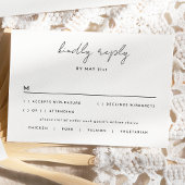 White Simple Modern Script Wedding RSVP Karte