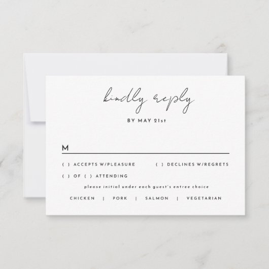 White Simple Modern Script Wedding RSVP Karte (Vorderseite)
