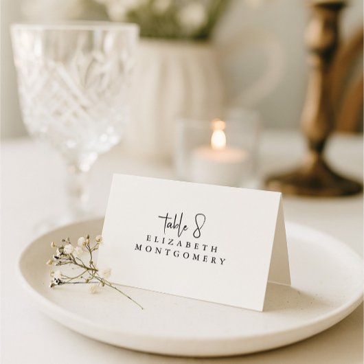 White Simple Modern Wedding Calligraphy Tischnummer