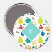 White Simple Monogram Fruits Magnet (Vorderseite/Rückseite)