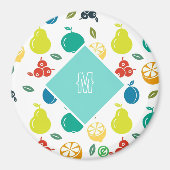 White Simple Monogram Fruits Magnet (Vorne)