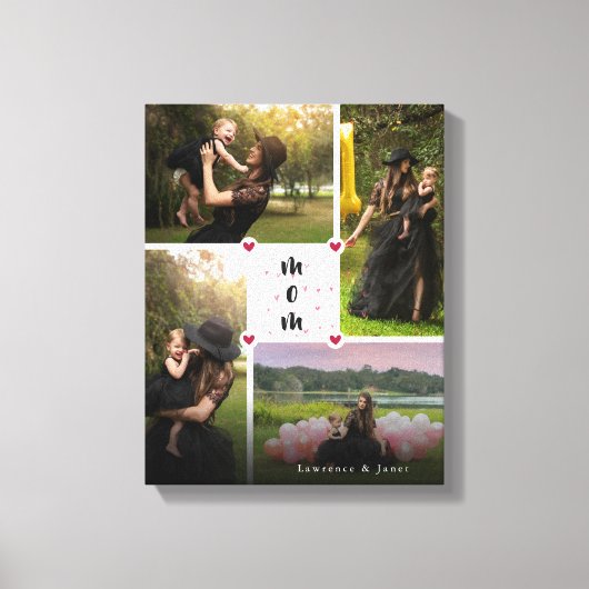 White Simple Personalisiert Liebe You Collage Foto Leinwanddruck (Vorderseite)