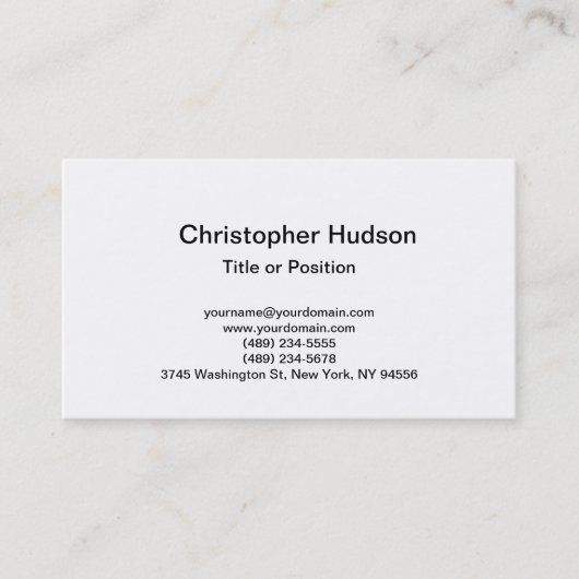 White Simple Schlicht Business Card Visitenkarte (Vorderseite)