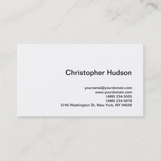White Simple Schlicht Business Card Visitenkarte (Vorderseite)