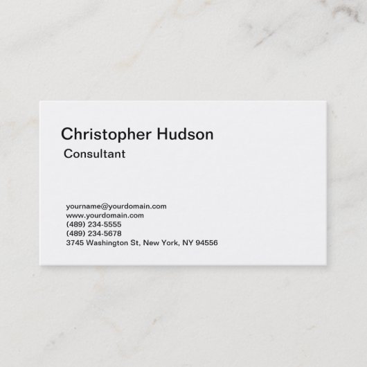 White Simple Schlicht Consultant Business Card Visitenkarte (Vorderseite)