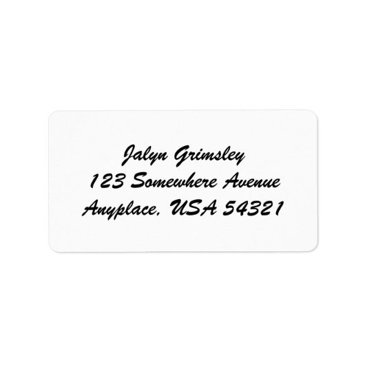 White Simple Schlicht Cursive Address Labels Adressaufkleber (Vorne)