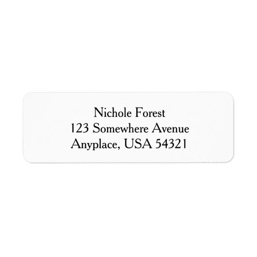 White Simple Schlicht Rücksendeadressen-Aufkleber (Vorne)