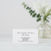White Simple Schlicht Script Business Card Visitenkarte (Stehend Vorderseite)