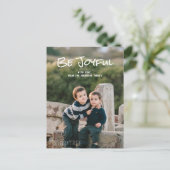 White Simple Script Be Joyful Foto Postcard Postkarte (Stehend Vorderseite)
