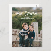 White Simple Script Be Joyful Foto Postcard Postkarte (Vorne/Hinten)