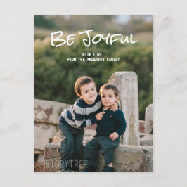 White Simple Script Be Joyful Foto Postcard Postkarte
