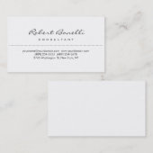 White Simple Script Consultant Business Card Visitenkarte (Vorne/Hinten)