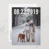 White Simple Typografy Save the Date Postcard Ankündigungspostkarte (Vorne/Hinten)