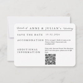 White Simple Wedding Invitation Details Card RSVP Karte