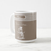 White Simplistic Frohe Weihnachten Snowman Kariert Kaffeetasse (Vorderseite Links)