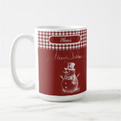 White Simplistic Frohe Weihnachten Snowman Kariert Kaffeetasse (Links)