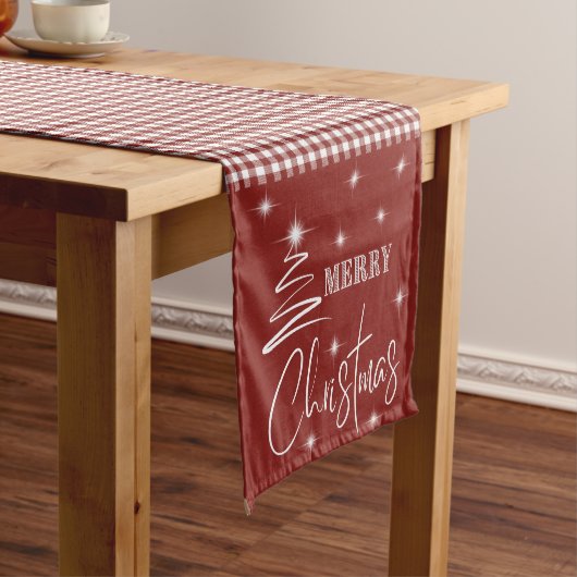 White Simplistic Frohe Weihnachtsbaum Kurzer Tischläufer (Beispiel)