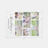 White Six Foto Collage Familienname Kalligrafie Fleecedecke (Vorderseite (Horizontal))