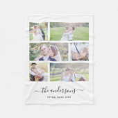White Six Foto Collage Familienname Kalligrafie Fleecedecke (Vorderseite)
