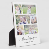White Six Foto Collage Familienname Kalligrafie Fotoplatte (Seite)