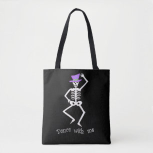 White Skeletts Knochen Tanz Halloween Black Tasche