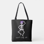 White Skeletts Knochen Tanz Halloween Black Tasche (Rückseite)