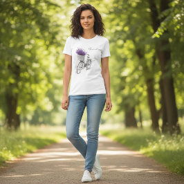 White Sketch Bike mit Lavendel Keine Unterlage T-Shirt