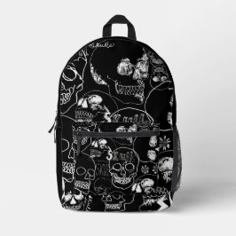 White Sketchbook Skulls Bedruckter Rucksack