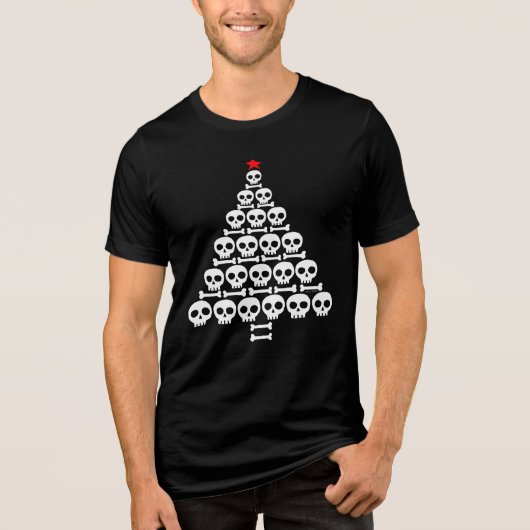 White Skull and Bones Christmas Tree Tri-Blend Shirt (Vorderseite)