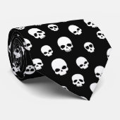White Skull Goth Muster Krawatte (Gerollt)