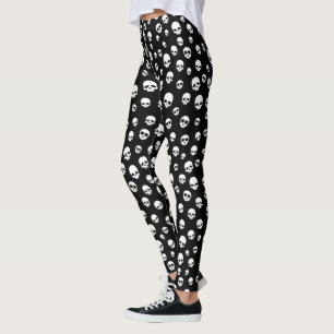 White Skull Goth Muster Leggings