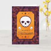 White Skull Happy Halloween Karte (Gelbe Blume)