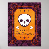 White Skull Happy Halloween Poster (Vorne)